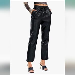 SANTINY Women's Faux Leather Pants #1169